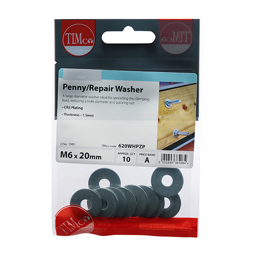 M10 x 30 Penny Washer BZP